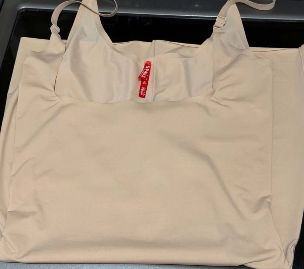 Spanx ThinStincts Open-Bust Mid-Thigh Bodysuit Nude 1X